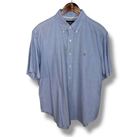Polo Ralph Lauren Blue S/S Fleshpony Oxford Button Down Shirt XL - Picture 1 of 8